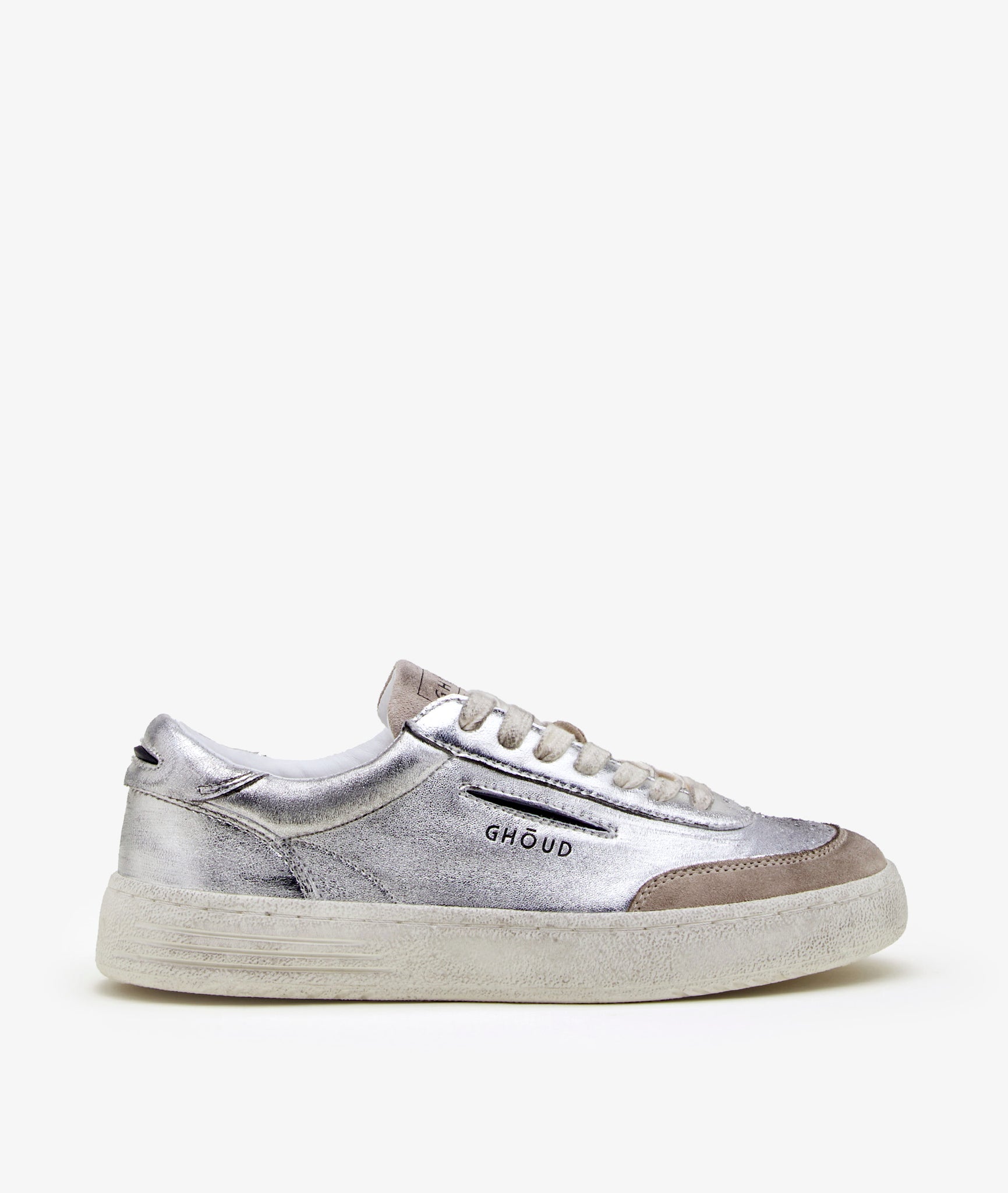 Lido Low in Laminated Silver Leather