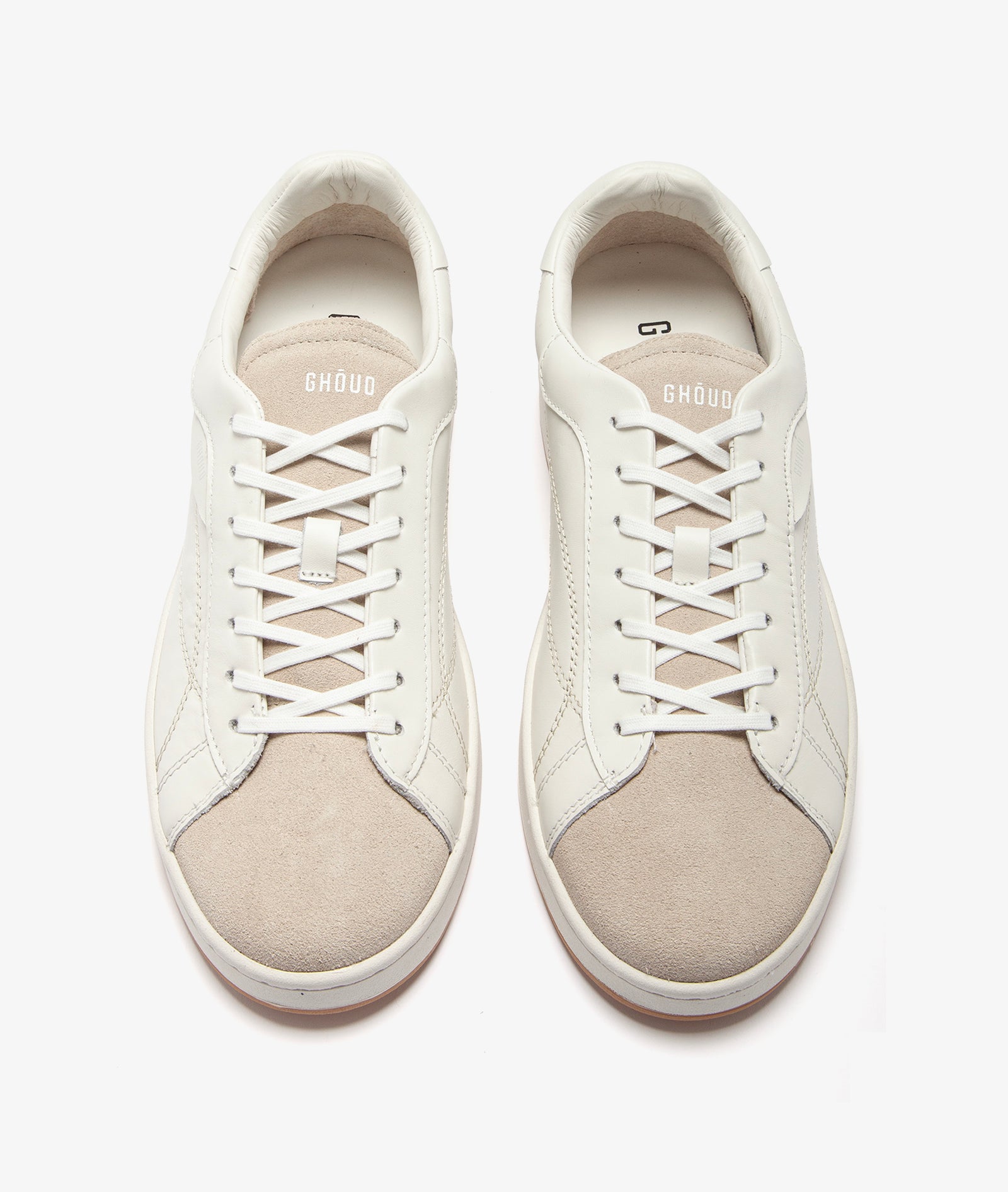 Sneakers Echo in pelle e suede Bianco Gesso e Beige Ostrica