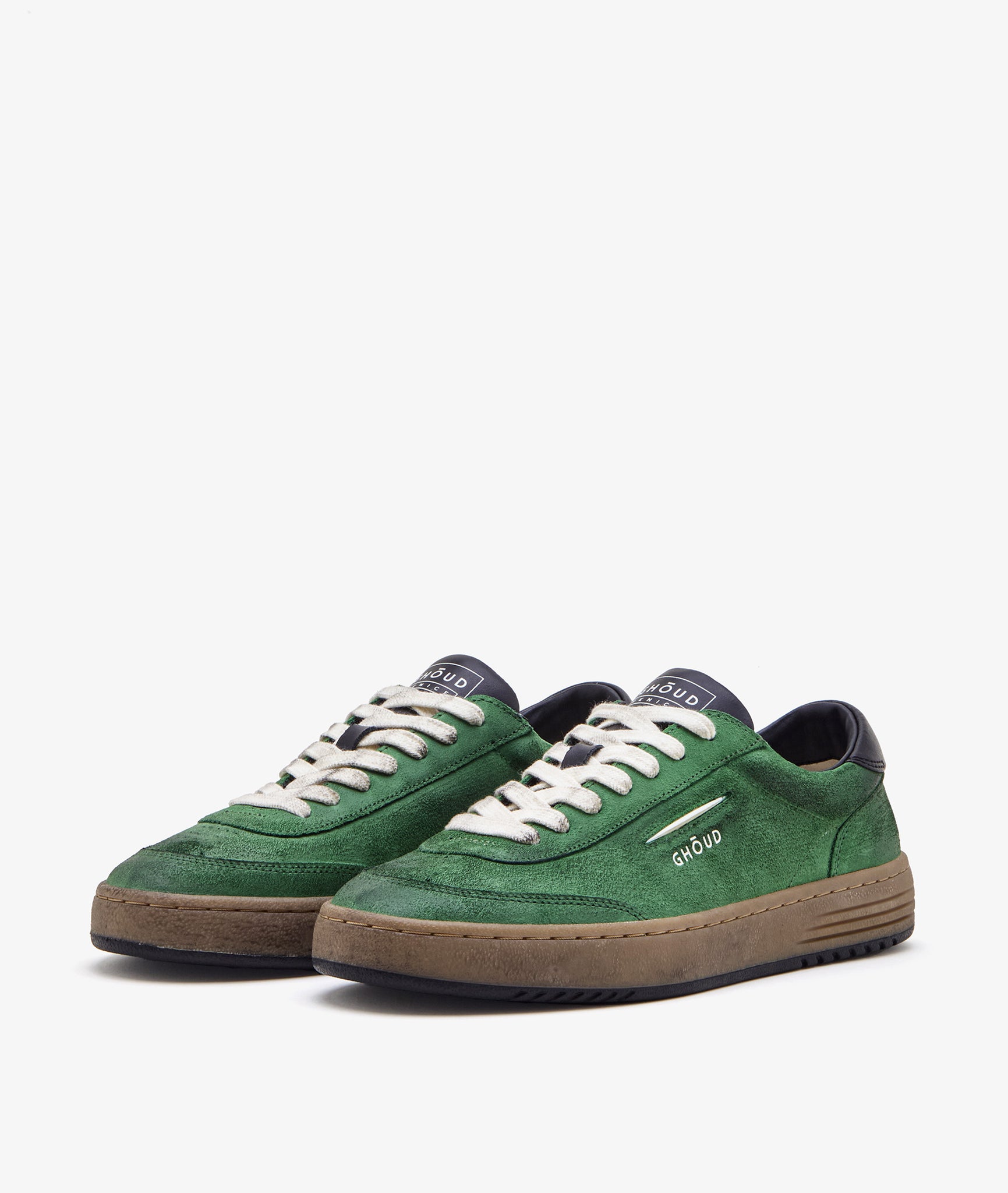 LIDO IN FOREST GREEN BLACK LEATHER AND SUEDE