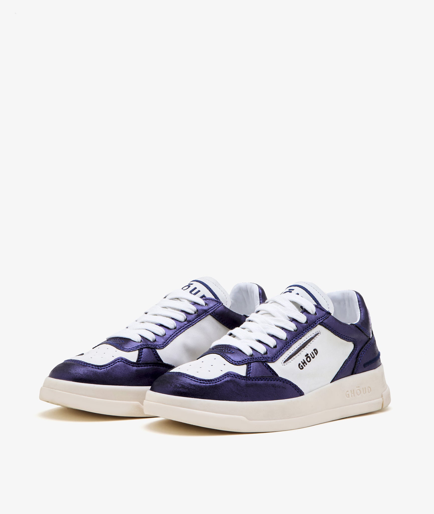 TWEENER LOW IN TREATED SOFT LEATHER BLUE WHITE